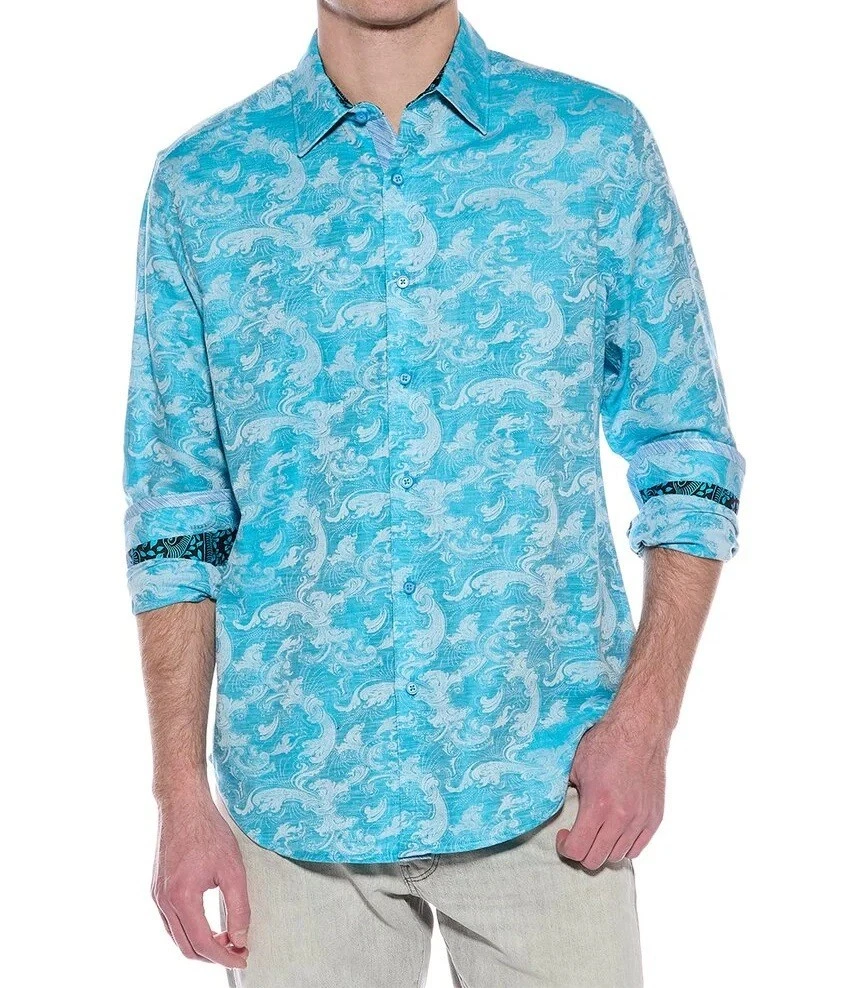 Robert Graham Men's POSEIDON Linen-Blend Classic Fit Long Sleeve Turquoise Shirt
Opens in a new wind