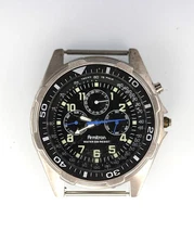 Armitron Watch Men Stainless Steel 100m Month Day Date Black Quartz NON WORKING