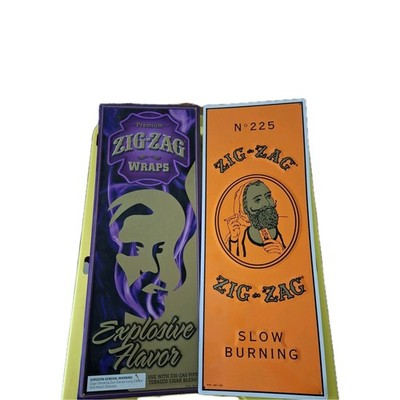Vintage Zig Zag Advertising Signs Pair 24x6 No 225 Slow Burning Wraps