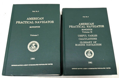 Vintage American Practical Navigator Bowditch Vol I & II 1981 1984 HC Book Set