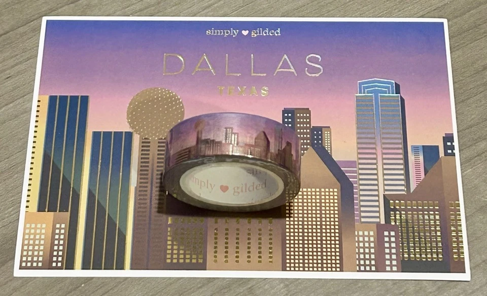 NEW Simply Gilded Passport Series Dallas Texas washi tape roll & postcard - Image 2 of 4