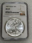 1997 Silver Eagle  NGC MS 69 Brown Label ~ PRISTINE ~ NO SPOTS (126)
