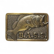 BASS Belt Buckle Bass Anglers Sportsman Society Fishing Vtg 80s