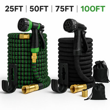 Two Colors Expandable Flexible Garden Water Hose w/Spray Nozzle 25, 50, 75,100FT
