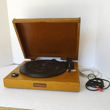 Anders Nicholson Vintage Wooden Turntable Record Player w/ RCA Cables