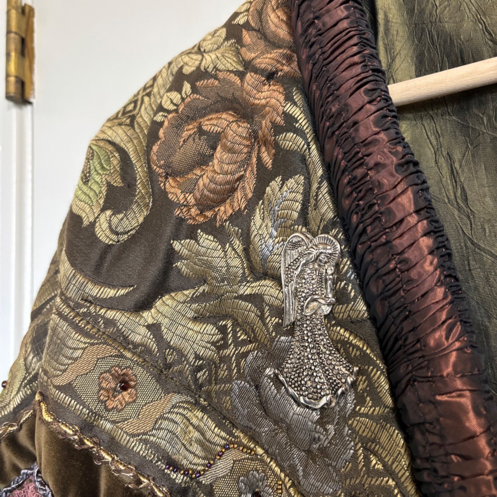 Vintage Crazy Quilt Patchwork Jacket Long Coat Ve… - image 12