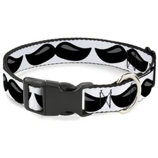 Plastic Clip Collar Plastic Mustache White/Black Small 9.5-13"