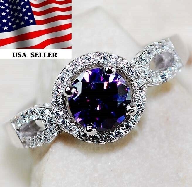 2CT  Amethyst 925 Solid Genuine Sterling Silver Ring Sz 6 U1-7
