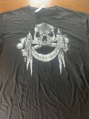 NEW Dylan Garrett Smith EMBRACE CHAOS Black Skull TShirt TEE SIZE Large Cotton