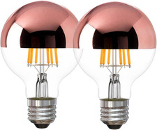 Half Chrome Light Bulb Dimmable, 6W 60 Watt Equivalent G25/ G80 Globe Shape, 2