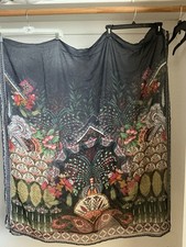 Unbranded Dupatta Scarf Unisex 42 in x90 in Chiffon Floral Black/Multicolor