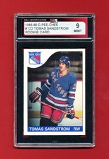 1985 OPC HOCKEY 123 TOMAS SANDSTROM ROOKIE CARD KSA 9 MINT RANGERS