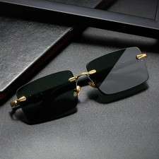 Rectangle Rimless Sunglasses Gradient UV400 Lenses Small Frame Unisex Glasses