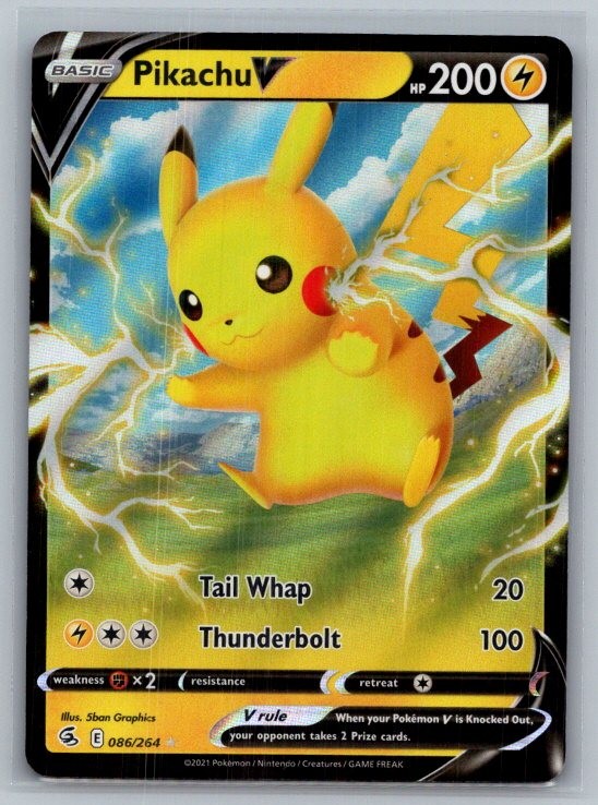 Pikachu V 086/264 Holo V Rare Fusion Strike Pokemon Near Mint