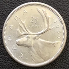1959 Canada Silver 25-Cent Quarter - HIGH GRADE - 80% Silver