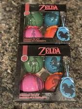 Two Nintendo Legend of Zelda 4pc Set Holiday Christmas Ornaments GameStop