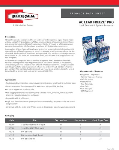 5 oz AC Freeze PRO Nano Sealer - Permanent Solution for Refrigerant Leaks - Picture 4 of 7