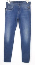 Replay Anbass W29/L34 Homme Slim Hyperflexion Bleu Sergé Jean Zippé Jambe