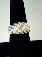 Sterling Silver Ribbed Dome Band Size 7 Stamped 925