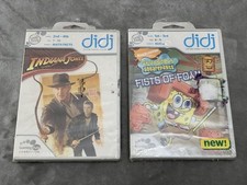 LeapFrog Didj Custom Learning 2 Game Lot - SpongeBob - Indiana Jones - Math