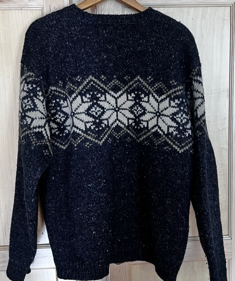 Abercrombie & Fitch 滑雪毛衣男式 M 黑色羊毛超大舒适套衫 — 第 3/4 张图片