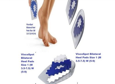 ViscoSpot Bilateral Heel Pads Size 1 (M 3.5-7.5) W (5-9) initially helps heel