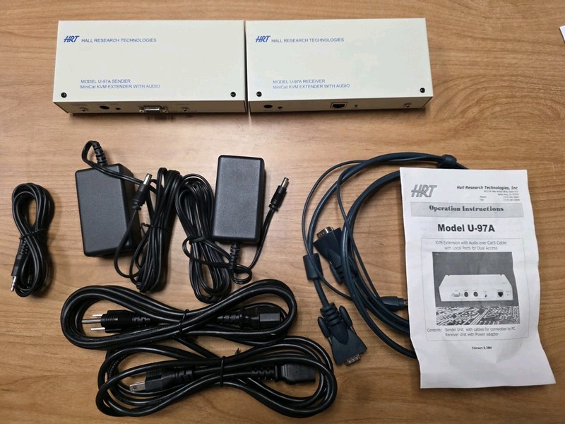 Hall Research U97A MiniCat KVM Extender Set VGA PS/2 RJ-45 Audio 6ft Beige