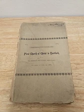 1883 Book: Commemorative Exercises Of The First Church Of Christ In Hartford