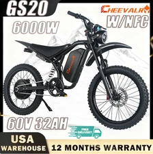 CHEEVALRY GS20 6000W Electric Dirt Bike Adults 60V 32AH Battery 90KM Range Ebike