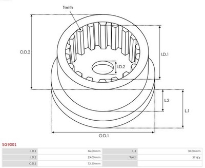 For AS ROZRUSZNIKI I ALTERNATORY SG9001 BRAND NEW AS-PL STARTER MOTOR OUTER GEA