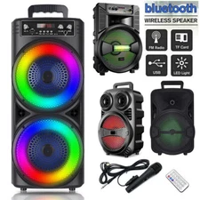 6000W Portable Bluetooth Speaker Sub woofer Heavy Bass Sound System Party & Mic