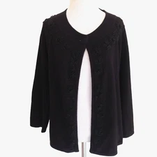 Talbots Cardigan Sweater Large Wool Angora Embellished