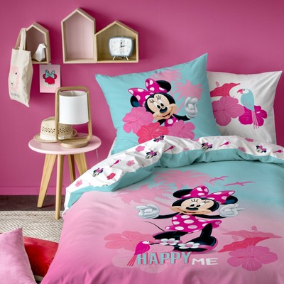 Disney Minnie Mouse / Minnie Maus Bettwäsche in türkis, pink 80x80