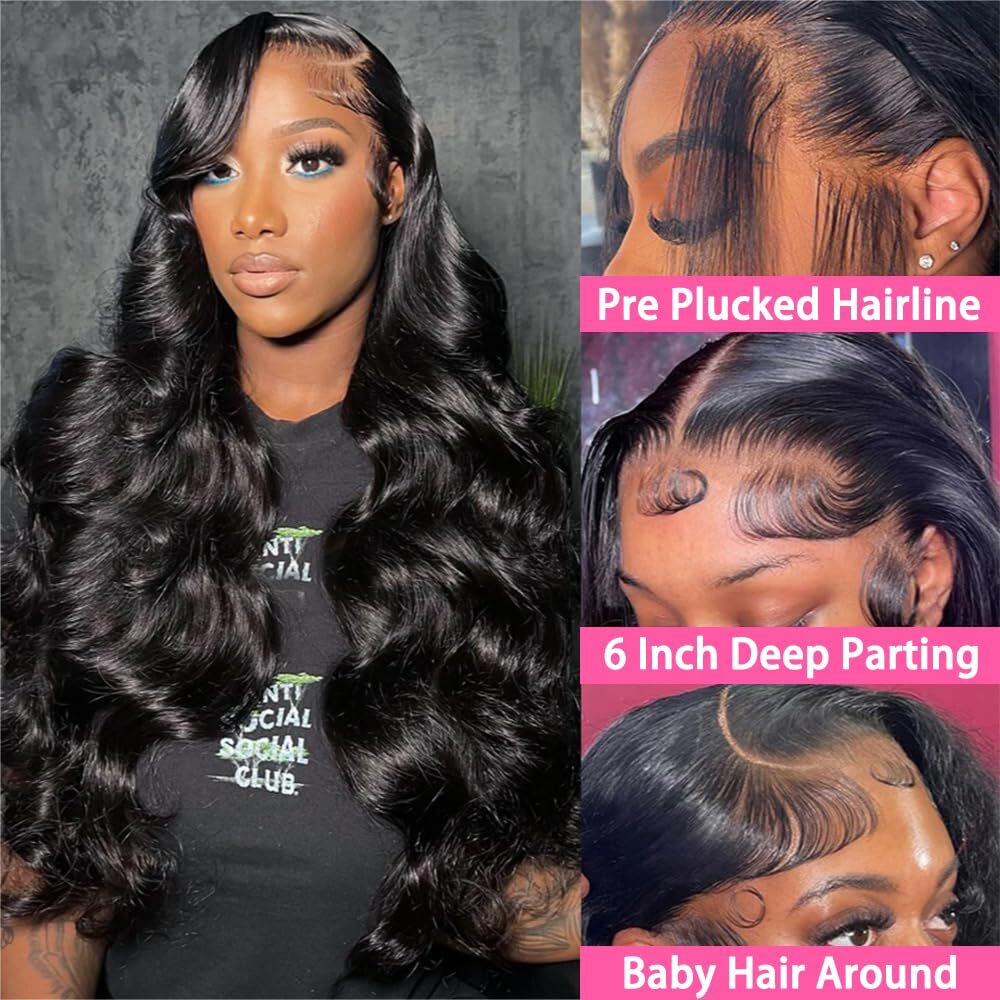 28 Inch 13X6 Body Wave Lace Front Wigs Human Hair Pre  display picture 1