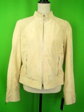 Laundry By Shelli Segal Beige Suede Zip Front Lined Jacket L