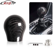 100% Real Carbon Fiber Manual Universal Gear Shift Knob Lever Shifter w/Adapter