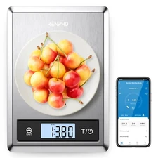 RENPHO Stainless Steel Smart Food Kitchen Scale Digital Bluetooth Weight Loss US