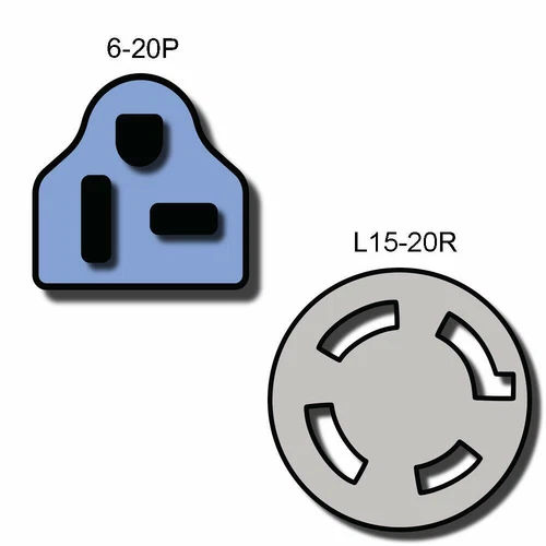 NEMA 6-20P to L15-20R Plug Adapter - 20A/250 V, 12 AWG - Iron Box # IBX-5177