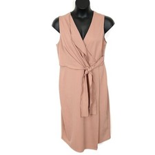 Asos Womens sz 14 Wrap Dress Pink Belted Sleeveless V Neck