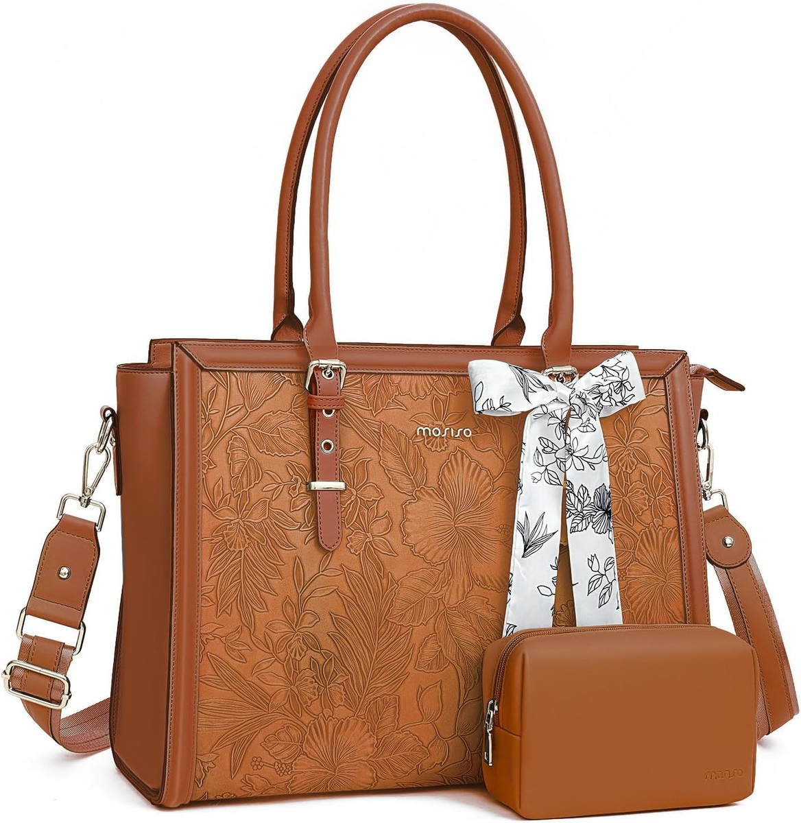 MOSISO Laptop Bag for Women, inch PU Leathe Tote 16 inch