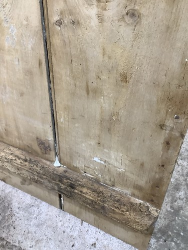 30"X 67 7/8" Very Old Internal Stripped Pine 3 Plank Ledge Door Reclamation - Picture 12 of 12