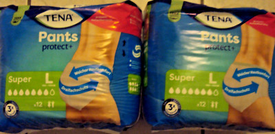 2 x 12 Stück TENA Pants Super Gr L Inkontinenz Höschen Tena pants protect+ NEU 