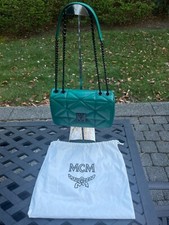 MCM Worldwide Travia Shoulder Bag Cloud Quilted Napa Leather in Galapagos Green