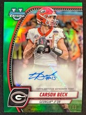 2024 BOWMAN U CHROME FOOTBALL CARSON BECK GREEN AUTO #PA-CBE #60/99 GEORGIA!