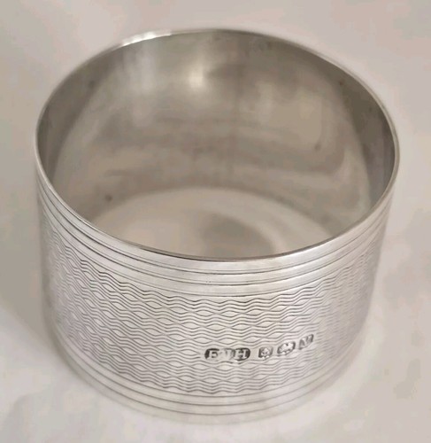 Antique sterling silver napkin ring. Birmingham 1920. By Edwin Joseph Houlston - Picture 7 of 22
