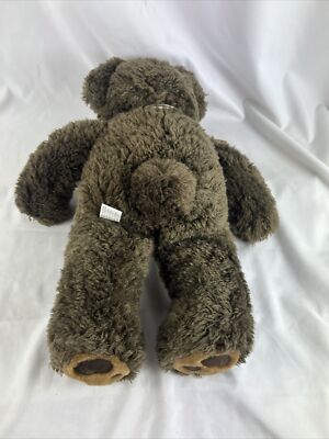 【AAKE】(WOOL) POCKET TEDDY JP MJC Brown Teddy Bear Plush 16” Plaid Bow Vintage 1992 Cuddly