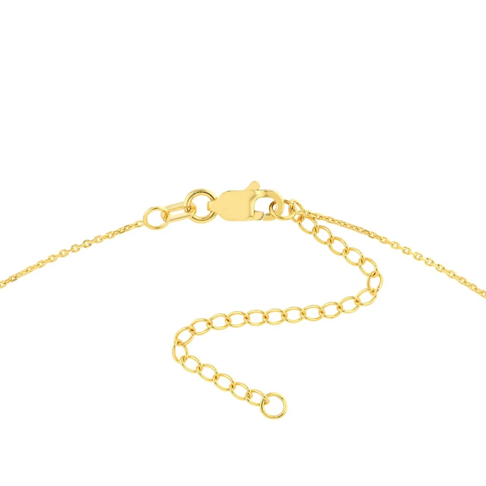 14K Solid Yellow Gold 0.80mm Script MOM and Open Heart Duet Necklace 2.44 grams - Image 4 of 4