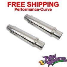 Pair Flowmonster Stainless Resonator Muffler 3in Out 4 Round 14419-fm