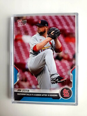 JON LESTER SOUTHPAW CALLS IT A CAREER.. 2022 TOPPS NOW BLUE PARALLEL CARD #OS-53
