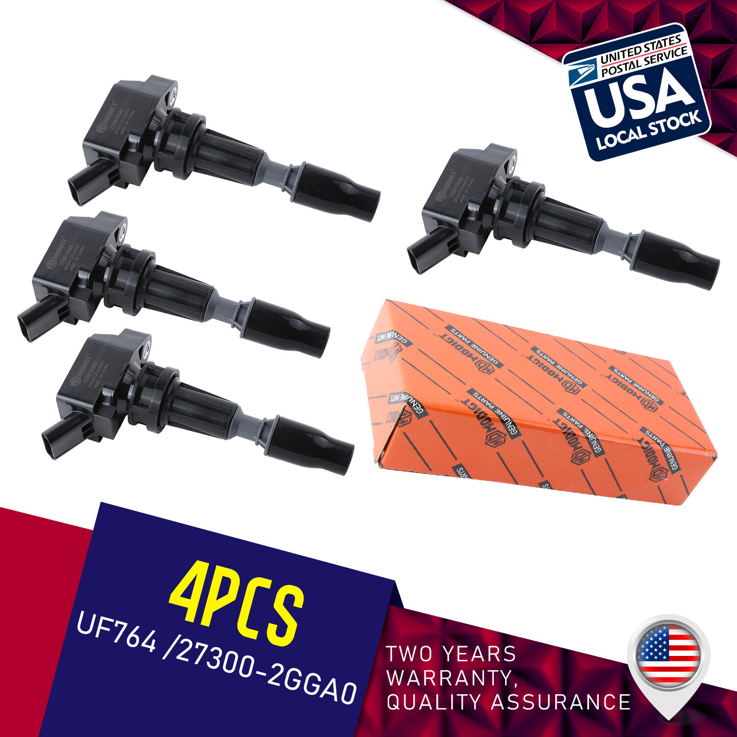 OEM MODIGT 4X Ignition Coils Saving Fuel For Hyundai Sonata Kia 2.0L 2.4L UF764